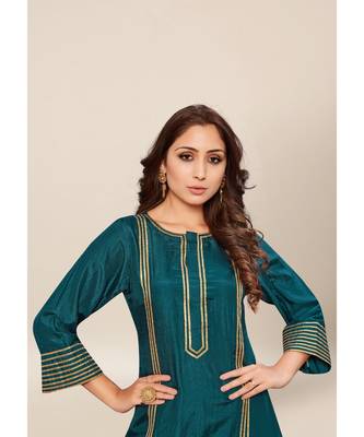 Grey silk stitched quarter sleeve   Kurti 5