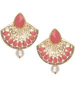 Pink pearl earrings
