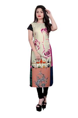 Multicolor printed crepe ethnic-kurtis 1