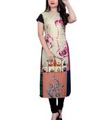 Multicolor printed crepe ethnic-kurtis