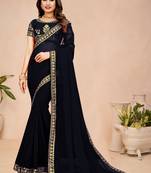 Black embroidered georgette saree with blouse