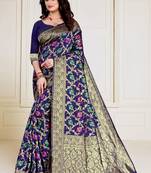 Blue woven silk saree with blouse