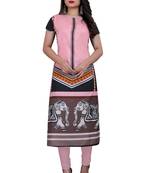Multicolor printed crepe ethnic-kurtis