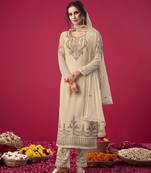 Beige embroidered georgette salwar