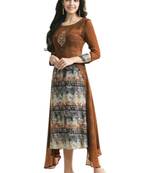 Brown plain crepe ethnic-kurtis