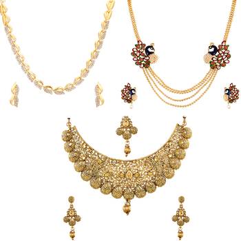 Gold cubic zirconia jewellery-combo 1