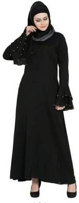 Ayeza Naqab Letest Design two layer moti  Abaya Color Black 1