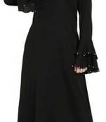 Ayeza Naqab Letest Design two layer moti  Abaya Color Black
