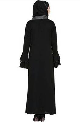 Ayeza Naqab Letest Design two layer moti  Abaya Color Black 2