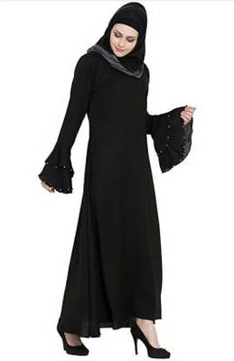 Ayeza Naqab Letest Design two layer moti  Abaya Color Black 3