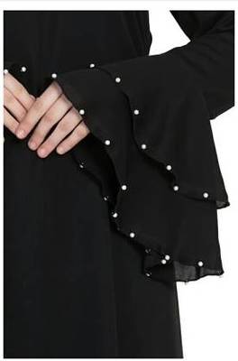 Ayeza Naqab Letest Design two layer moti  Abaya Color Black 4