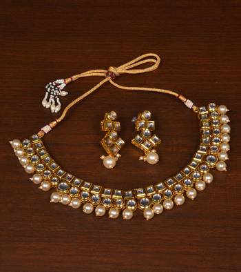 Kundan Embellished Multilayer Pearl Choker FNN201 1