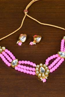 Baby Pink Stone and Kundan Multilayer Choker FNN212