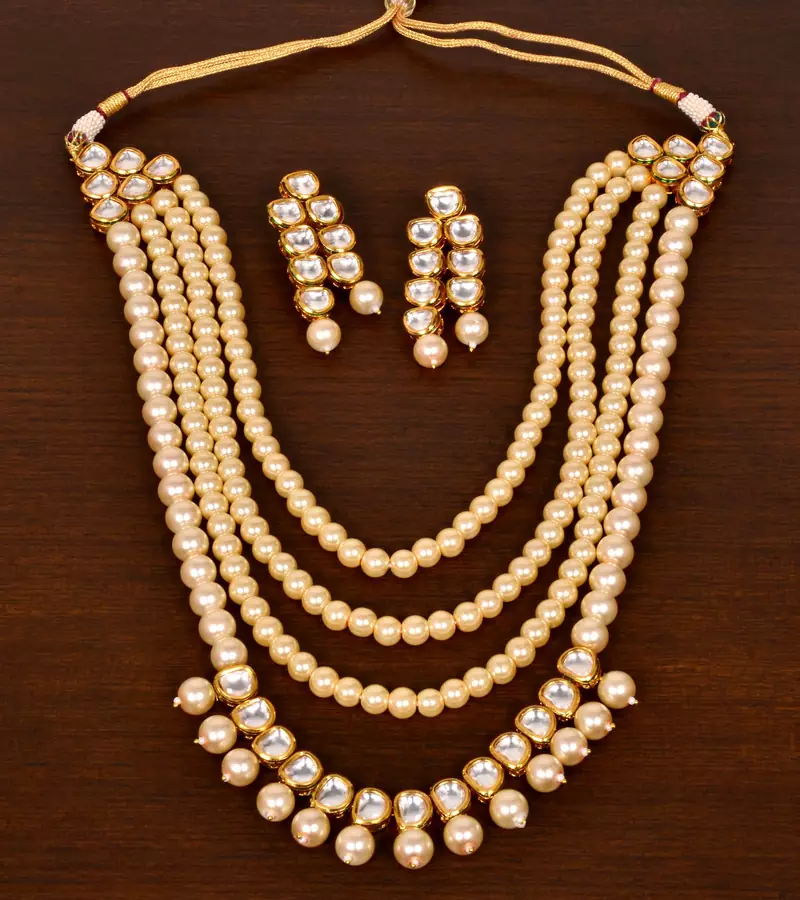 Stone and Kundan Embellished Multilayer Wedding Essential Necklace FNN216