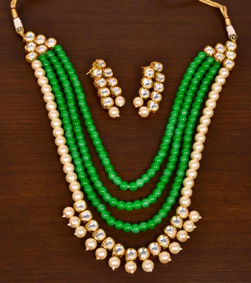 Stone and Kundan Embellished Multilayer Wedding Essential Necklace FNN217