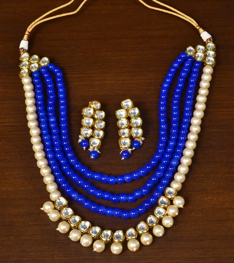 Stone and Kundan Embellished Multilayer Wedding Essential Necklace FNN220