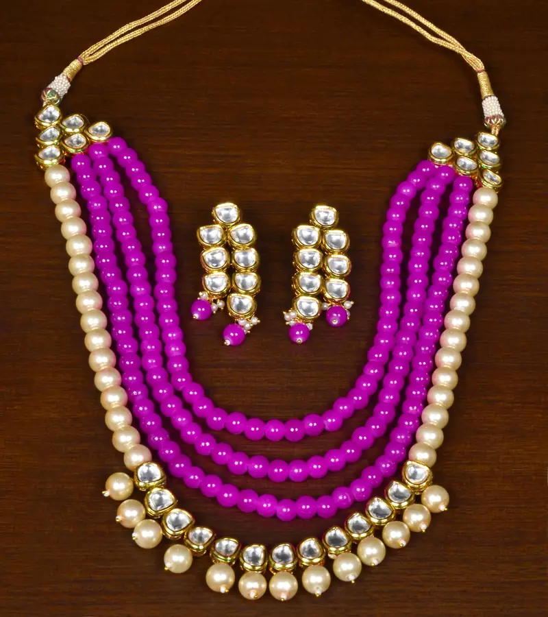 Stone and Kundan Embellished Multilayer Wedding Essential Necklace FNN221