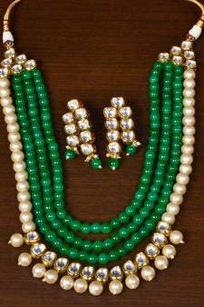 Stone and Kundan Embellished Multilayer Wedding Essential Necklace FNN222