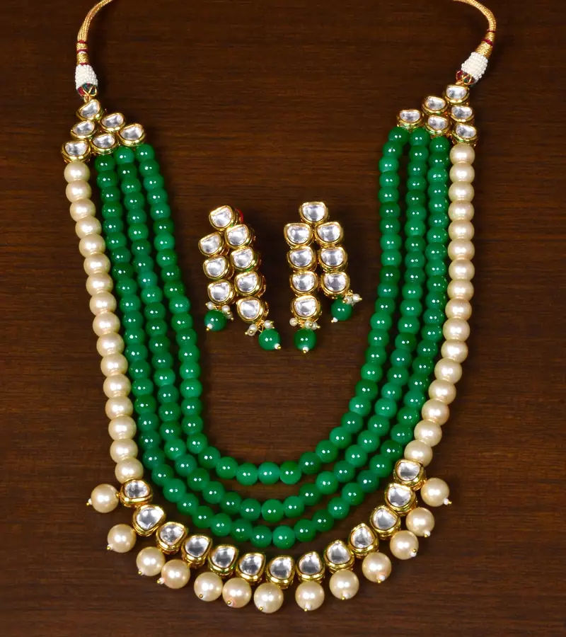 Stone and Kundan Embellished Multilayer Wedding Essential Necklace FNN222