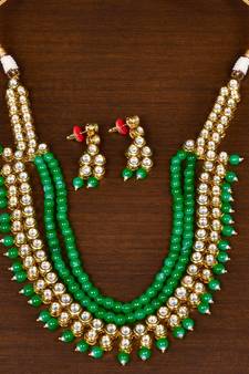 Stone and Kundan Embellished Multilayer Wedding Essential Necklace FNN223