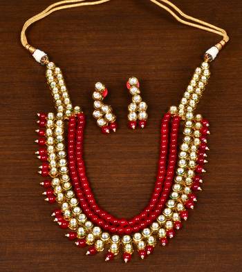 Stone and Kundan Embellished Multilayer Wedding Essential Necklace FNN224 1