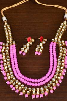 Stone and Kundan Embellished Multilayer Wedding Essential Necklace FNN225