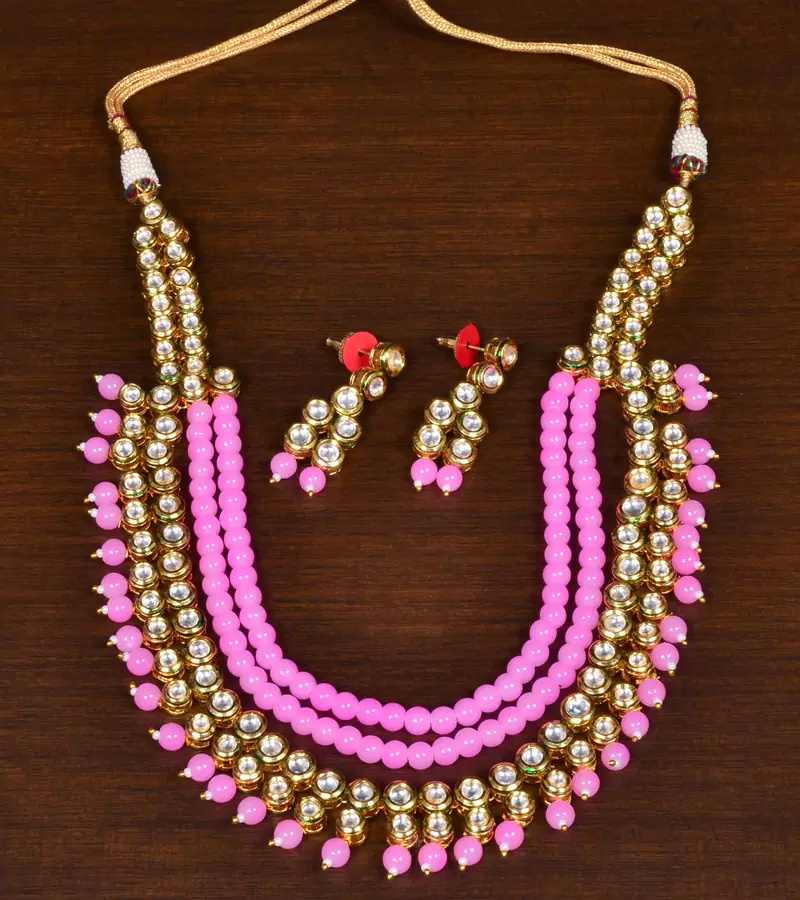 Stone and Kundan Embellished Multilayer Wedding Essential Necklace FNN225