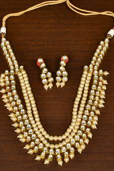 Stone and Kundan Embellished Multilayer Wedding Essential Necklace FNN226
