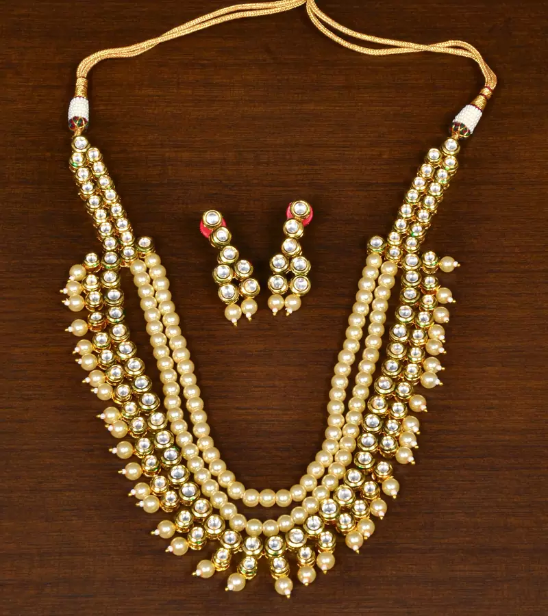 Stone and Kundan Embellished Multilayer Wedding Essential Necklace FNN226