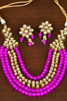 Stone and Kundan Embellished Multilayer Wedding Essential Necklace FNN227