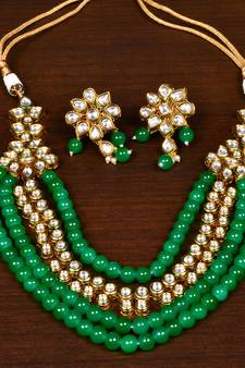 Stone and Kundan Embellished Multilayer Wedding Essential Necklace FNN228