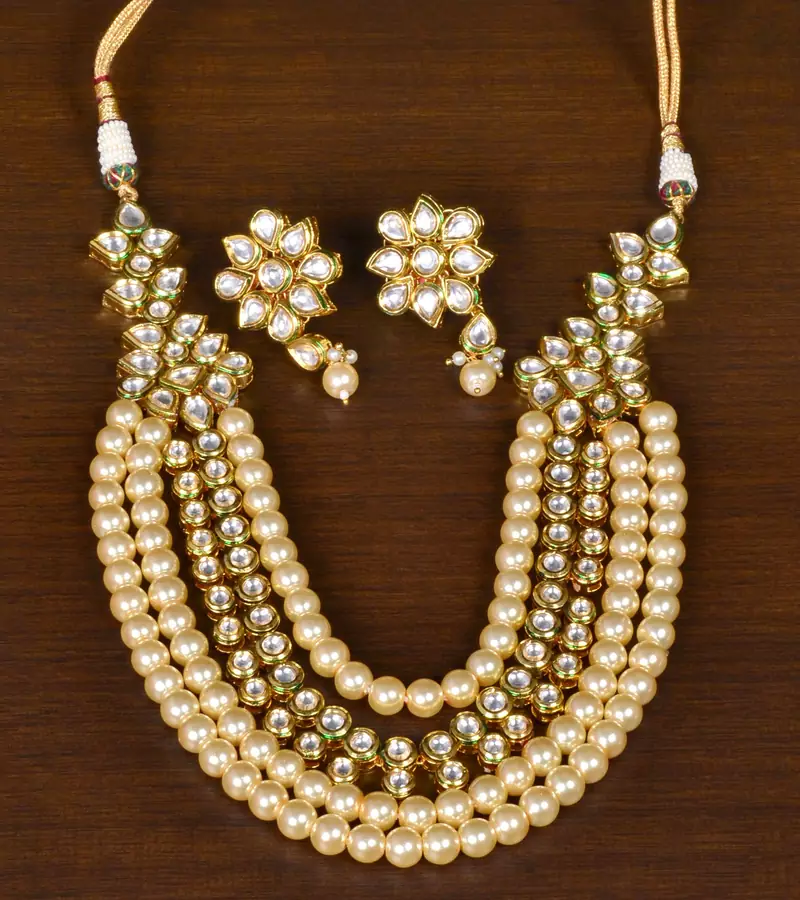 Stone and Kundan Embellished Multilayer Wedding Essential Necklace FNN229
