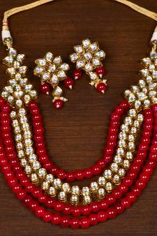 Stone and Kundan Embellished Multilayer Wedding Essential Necklace FNN230