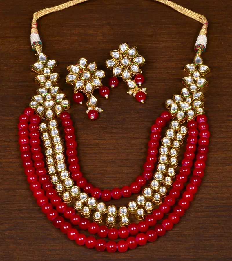 Stone and Kundan Embellished Multilayer Wedding Essential Necklace FNN230