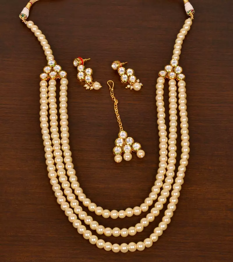 Stone and Kundan Embellished Multilayer Wedding Essential Necklace FNN231