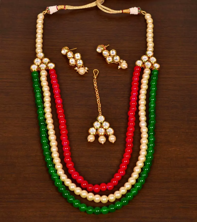 Stone and Kundan Embellished Multilayer Wedding Essential Necklace FNN232