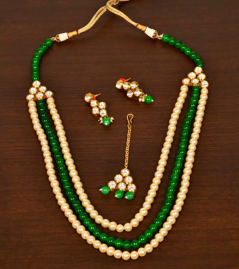 Stone and Kundan Embellished Multilayer Wedding Essential Necklace FNN233