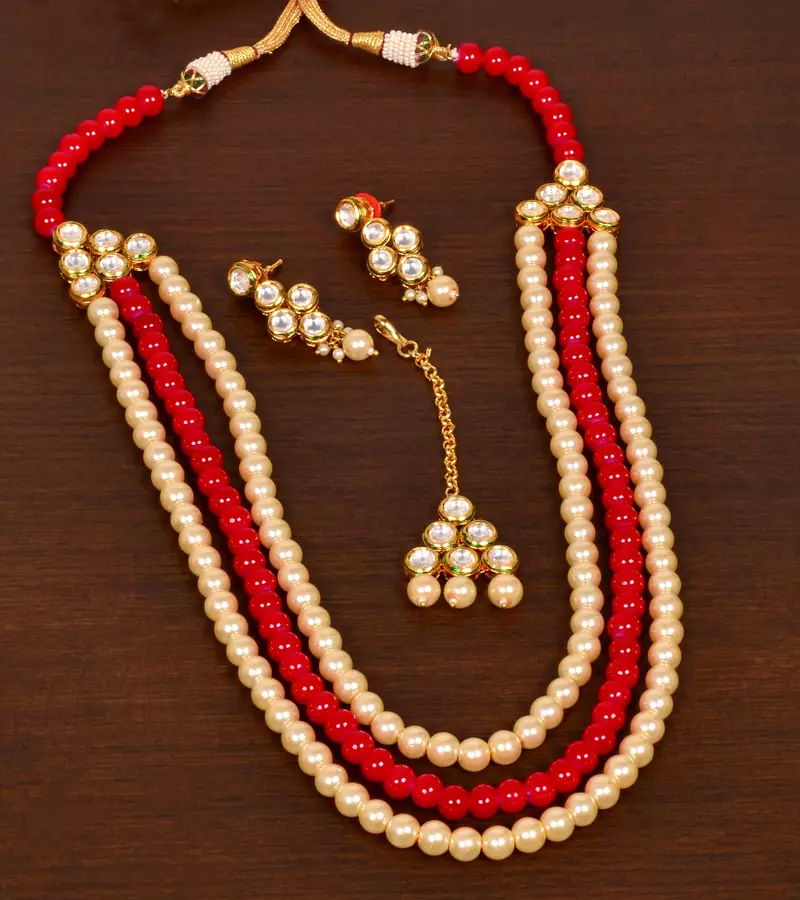 Stone and Kundan Embellished Multilayer Wedding Essential Necklace FNN234