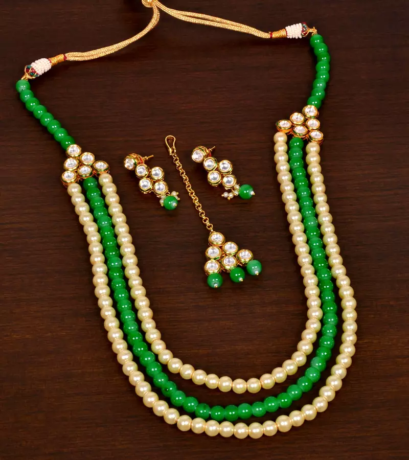 Stone and Kundan Embellished Multilayer Wedding Essential Necklace FNN237