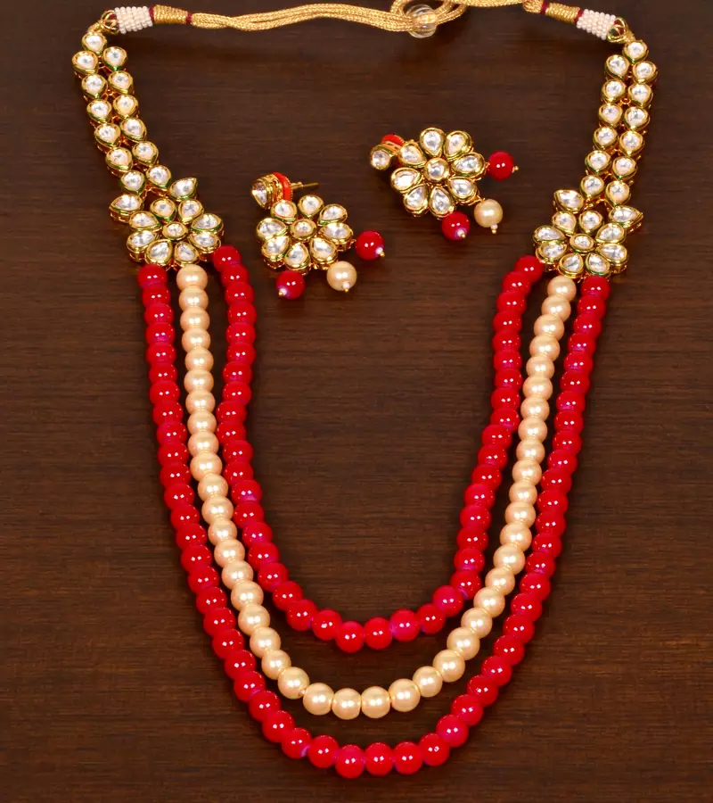 Stone and Kundan Embellished Multilayer Wedding Essential Necklace FNN238