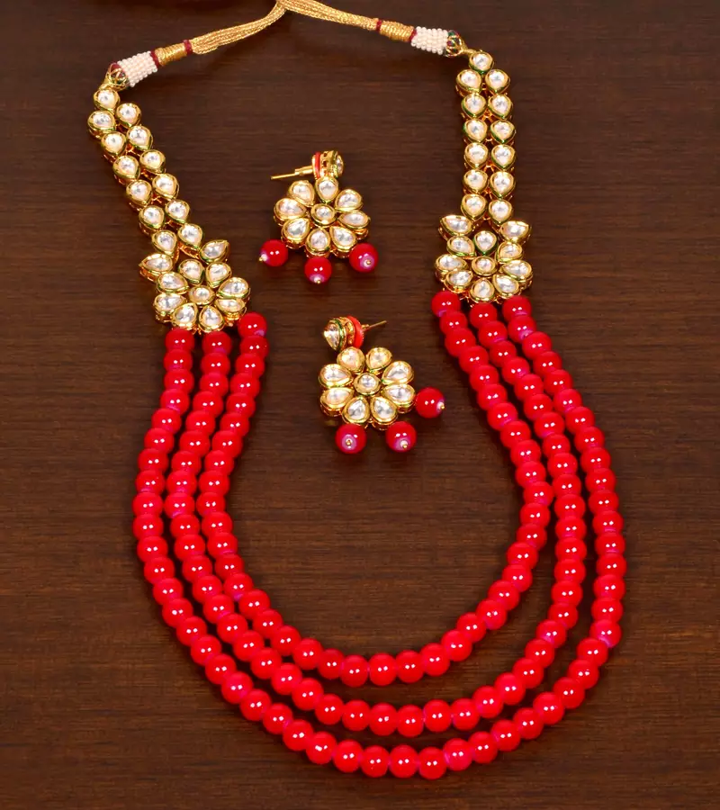 Stone and Kundan Embellished Multilayer Wedding Essential Necklace FNN239