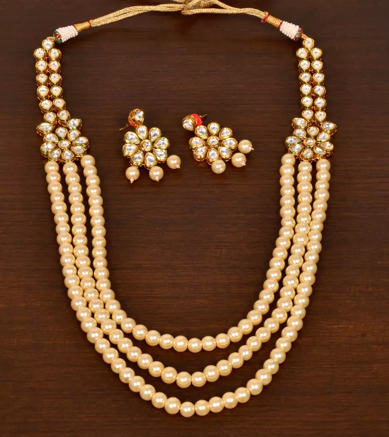 Stone and Kundan Embellished Multilayer Wedding Essential Necklace FNN240