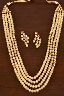 Stone and Kundan Embellished Multilayer Wedding Essential Necklace FNN244