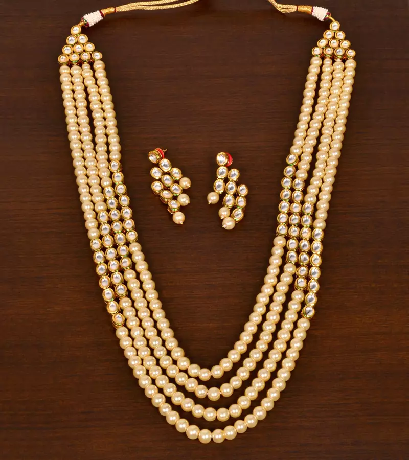 Stone and Kundan Embellished Multilayer Wedding Essential Necklace FNN244