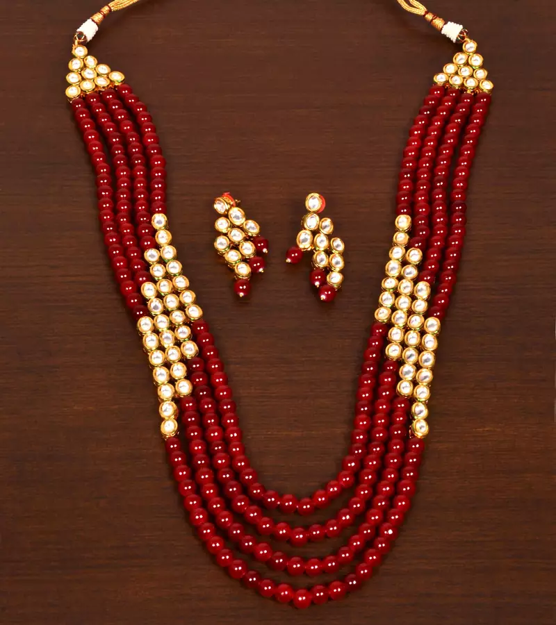 Stone and Kundan Embellished Multilayer Wedding Essential Necklace FNN245