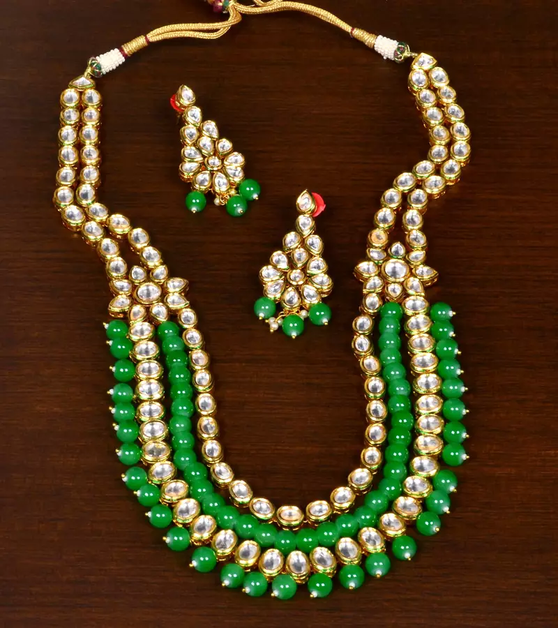 Stone and Kundan Embellished Multilayer Wedding Essential Necklace FNN246