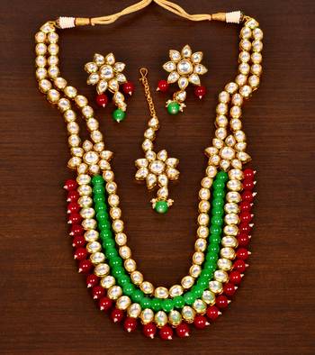Stone and Kundan Embellished Multilayer Wedding Essential Necklace FNN247 1