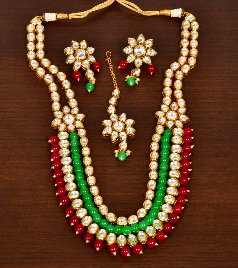 Stone and Kundan Embellished Multilayer Wedding Essential Necklace FNN247