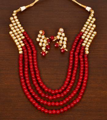 Stone and Kundan Embellished Multilayer Wedding Essential Necklace FNN250 1