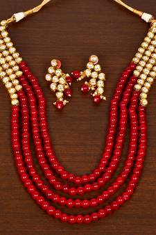 Stone and Kundan Embellished Multilayer Wedding Essential Necklace FNN250
